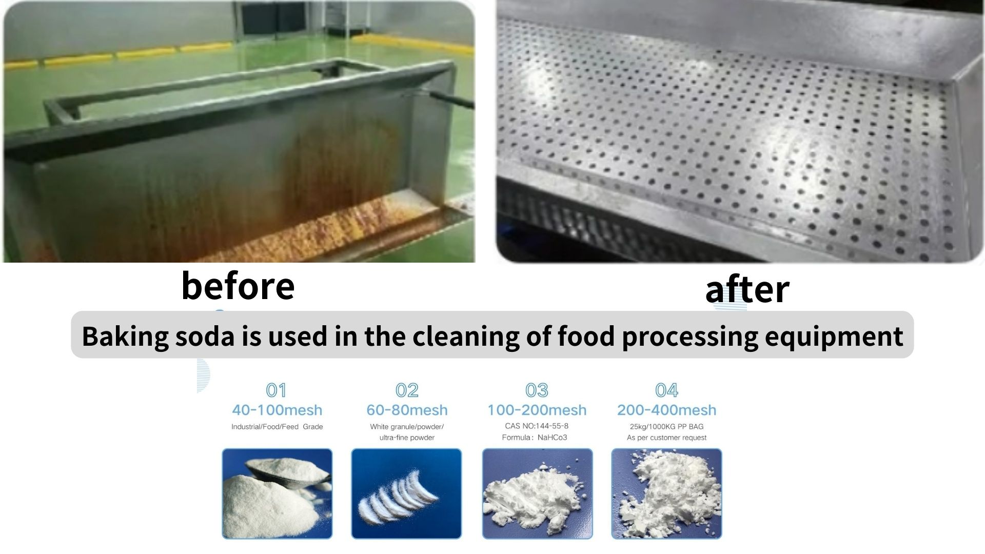 Soda blasting for food